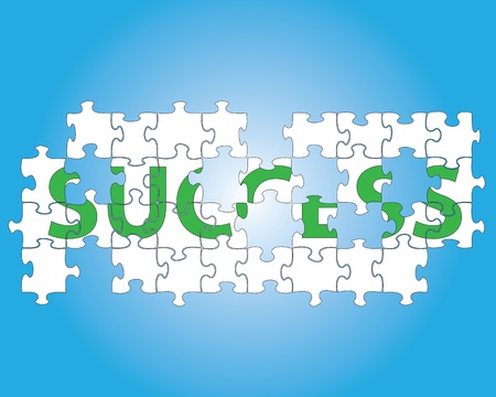 Partial jigsaw puzzle spelling the word success のイラスト素材