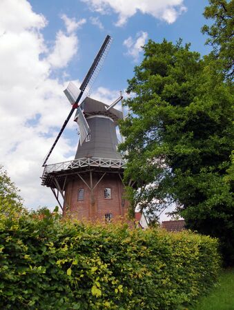 Picturesque view of the windmill in Leer, Germany.の写真素材