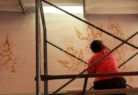 Thai art  painting on wallのeditorial素材