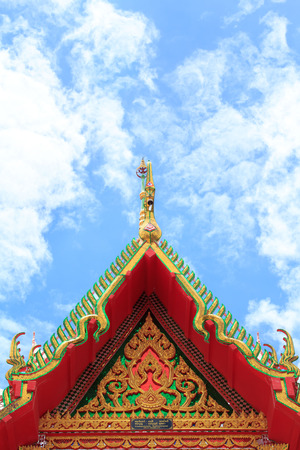 Thai temple roof and sky blue and white.の写真素材