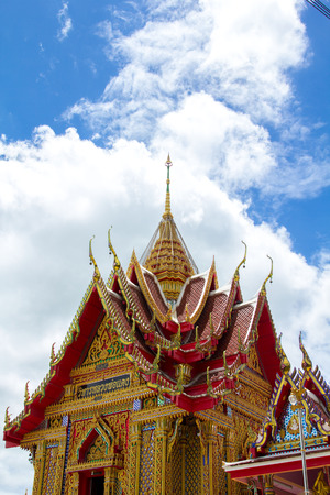 Thai temple roof and sky blue and white.の写真素材