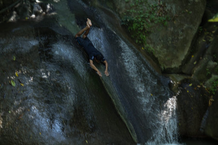 The waterfall.
