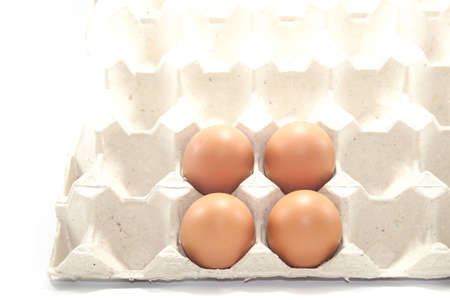 Fresh, farm-fresh organic eggs are ready to cook. On a white backgroundの写真素材