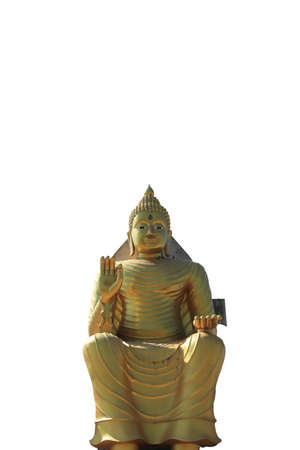 Big Golden Buddha is a Buddhist belief and faith built on faith and is a long-standing culture and tradition in Buddhism against a blue sky background on a sunny and bright day.-white backgroundの写真素材