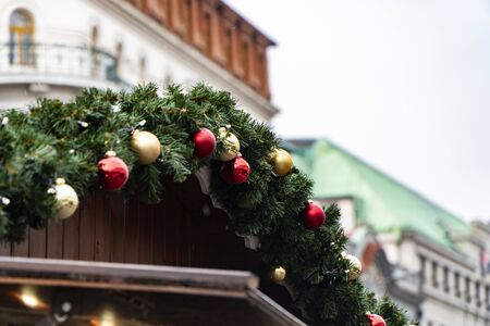 Christmas market decoration in Pragueの写真素材