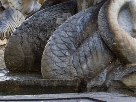 Architectural details of Fontana del Moro or Moro Fountain. Rome. Italy. More of this motif and more Rome and architecture in my port.の写真素材