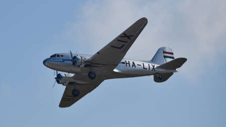 KECSKEMET, HUNGARY - 29 AUGUST 2021, Rare historic Hungarian MalÃ©v airliner Lisunov Li 2, DC-3, International Air Show and Military Display 2021, International Aviation Day and Military Technology Show 2021のeditorial素材