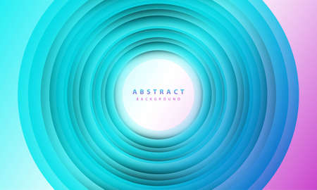 Abstract 3D circle paper cut layer gradient background blue and purple color. Elegant circle shape design.のイラスト素材