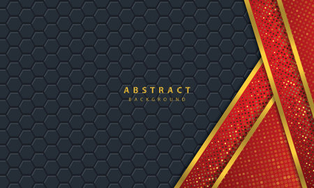 Dark abstract background with black overlap layers. Texture with golden line effect element...