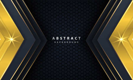Modern gold black background with 3D Overlap layers effect.のイラスト素材