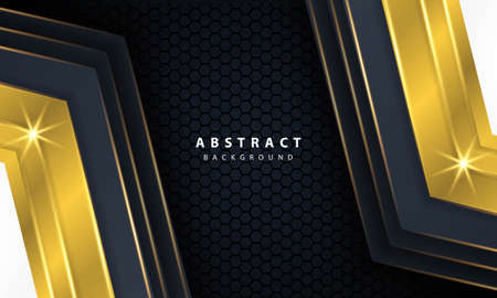 Modern gold black background with 3D Overlap layers effect.のイラスト素材