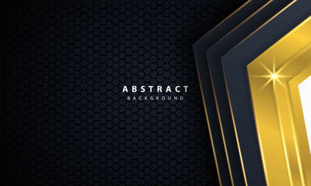 Modern gold black background with 3D Overlap layers effect.のイラスト素材