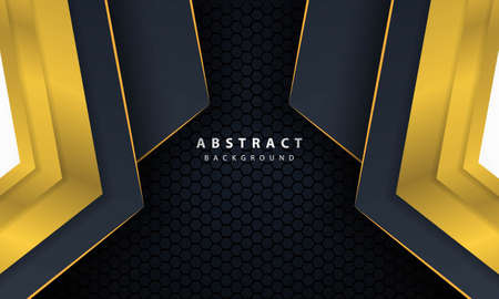 Modern gold black background with 3D Overlap layers effect.のイラスト素材