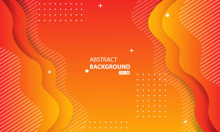 Abstract orange liquid color background.Wavy geometric background.Dynamic textured geometric element design.のイラスト素材