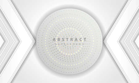 Abstract 3D circle paper cut layer white background. Elegant circle shape design.のイラスト素材
