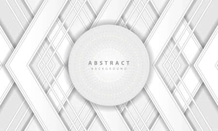 Abstract 3D circle paper cut layer white background. Elegant circle shape design.のイラスト素材