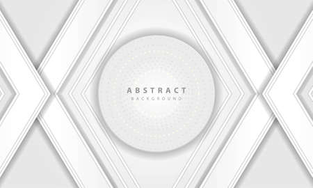 Abstract 3D circle paper cut layer white background. Elegant circle shape design.のイラスト素材