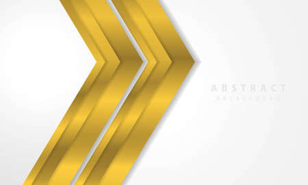 Abstract white background vector with gold arrow layer. Elegant arrow gold shape design.のイラスト素材