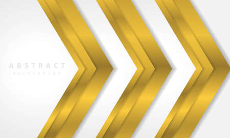 Abstract white background vector with gold arrow layer. Elegant arrow gold shape design.のイラスト素材