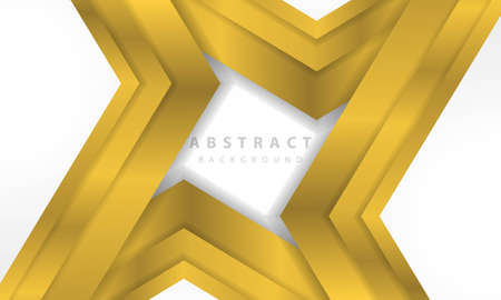 Abstract white background vector with gold arrow layer. Elegant arrow gold shape design.のイラスト素材