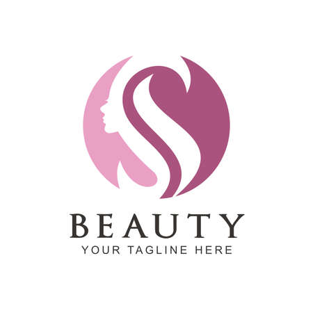 Vector beauty logo, label design elements. Woman face symbol.のイラスト素材