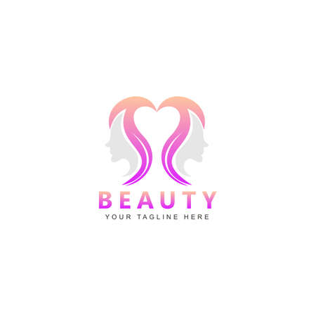 Vector beauty logo, label design elements. Woman face symbol.のイラスト素材