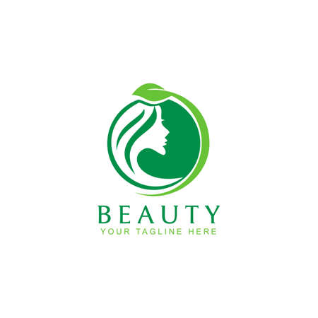 Vector beauty logo, label design elements. Woman face symbol.のイラスト素材