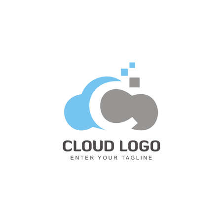 modern Cloud sign logo design template with letter negative space Cのイラスト素材