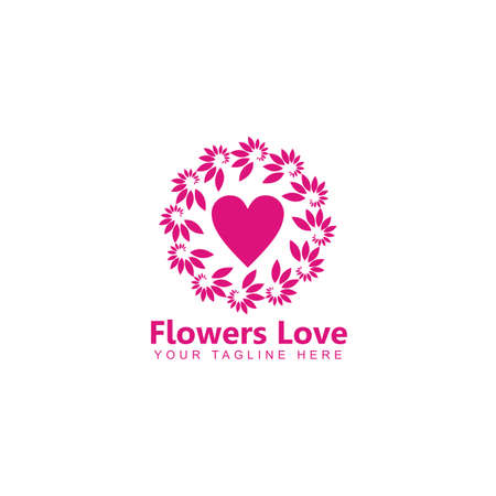 Royal Flower Love Logo Design Brand Identity Logos Designs Vector Illustration Templateのイラスト素材