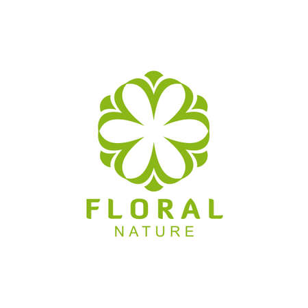 Abstract circle flower Ornament Logo. Beauty Fashion boutique salon logo icon design templateのイラスト素材