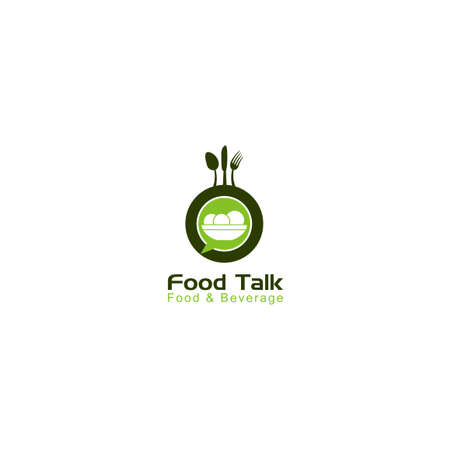 FoodTalk Logo is created for your cafe, product label, food resto, restaurant.のイラスト素材