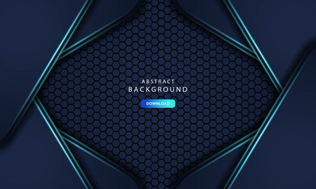 Hexagonal abstract metal background with light blue effect
