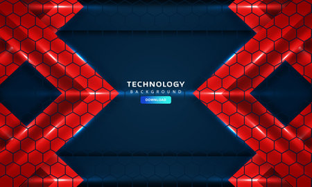 Hexagonal gaming vector abstract tech backgroundのイラスト素材