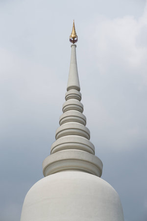 White pagoda in temple thailand