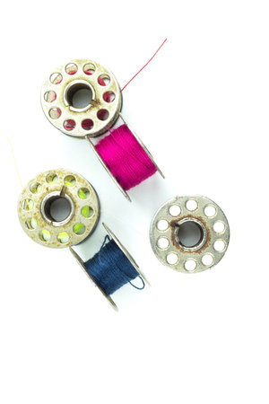 bobbins for machine sewing isolated on white background