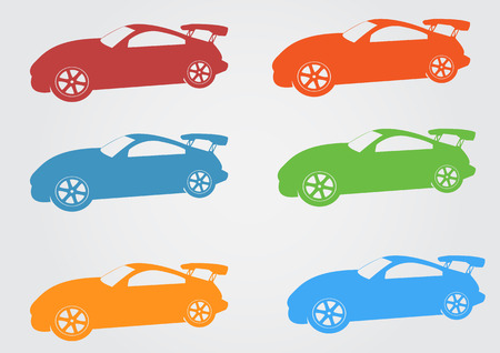 Car icon design red, yellow, green, blue,car symbol and icon   - vector illustrationのイラスト素材
