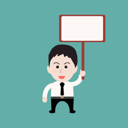 Businessman holds holds signのイラスト素材