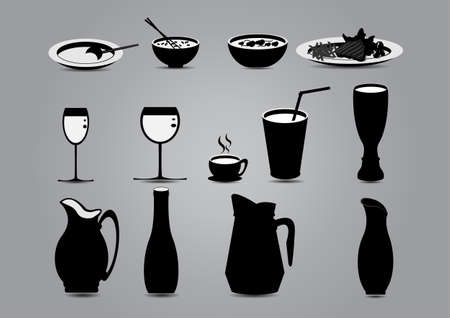 Food and drink black icon setのイラスト素材