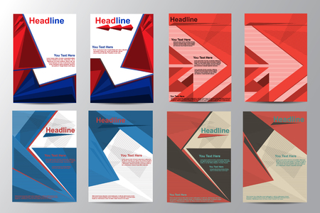 Abstract Brochure Flyer red design vector template A4  set  vector Illustrationのイラスト素材