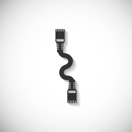 LAN Wire Cable Computer Icon , Long Shadowのイラスト素材