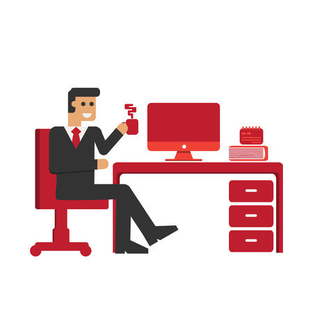 Business Man Hold the coffee cup . のイラスト素材