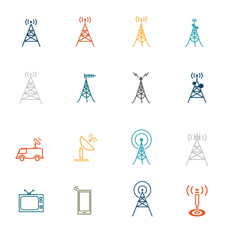 Antenna icon   , Long Shadow , set colorful vector illustrationのイラスト素材