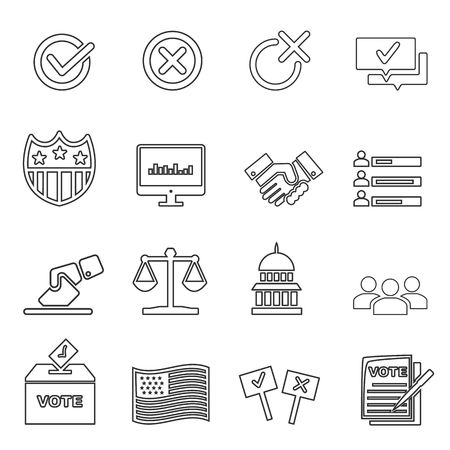 Vote  Line icons - vector icon setのイラスト素材