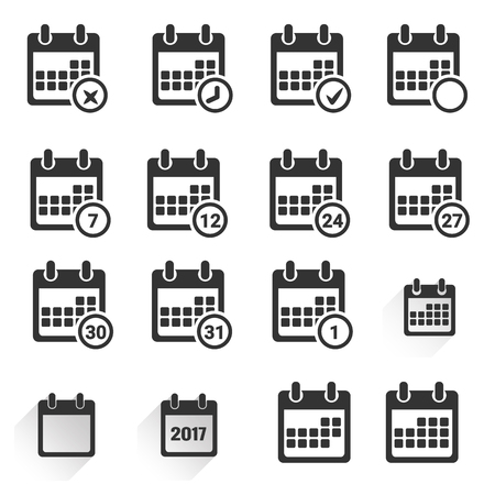 Calendar icon set  . Flat design . Vector Illustrationのイラスト素材