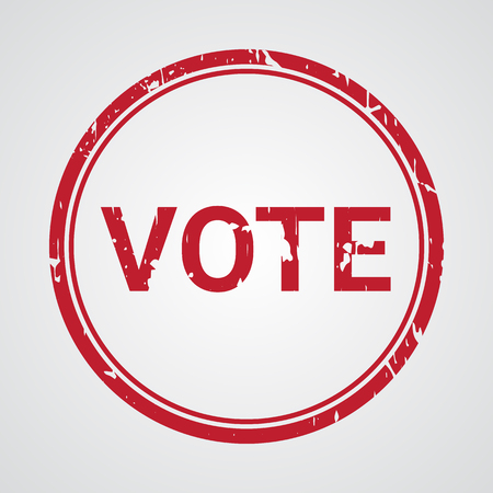 Vote red grunge round vintage rubber stamp with word vote written  vector illustrationのイラスト素材