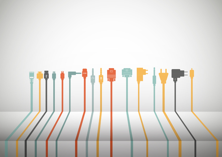 Plug Wire Cable Computer colorful vector illustrationのイラスト素材
