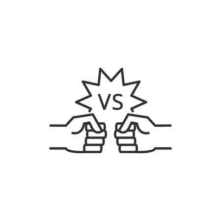 Versus icon, fighting gesture linear style, vector illustration.のイラスト素材