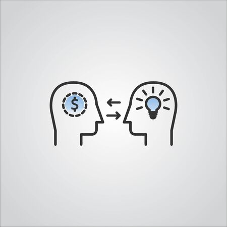 Head People idea icon between two users with light bulb and dollar sign vector , Business Exchangeのイラスト素材
