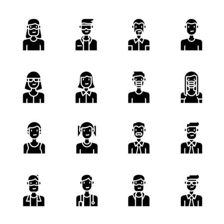 Avatar people icons vector , man, woman, boyのイラスト素材