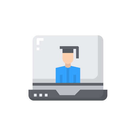 Online Learning icon flat color vectorの写真素材
